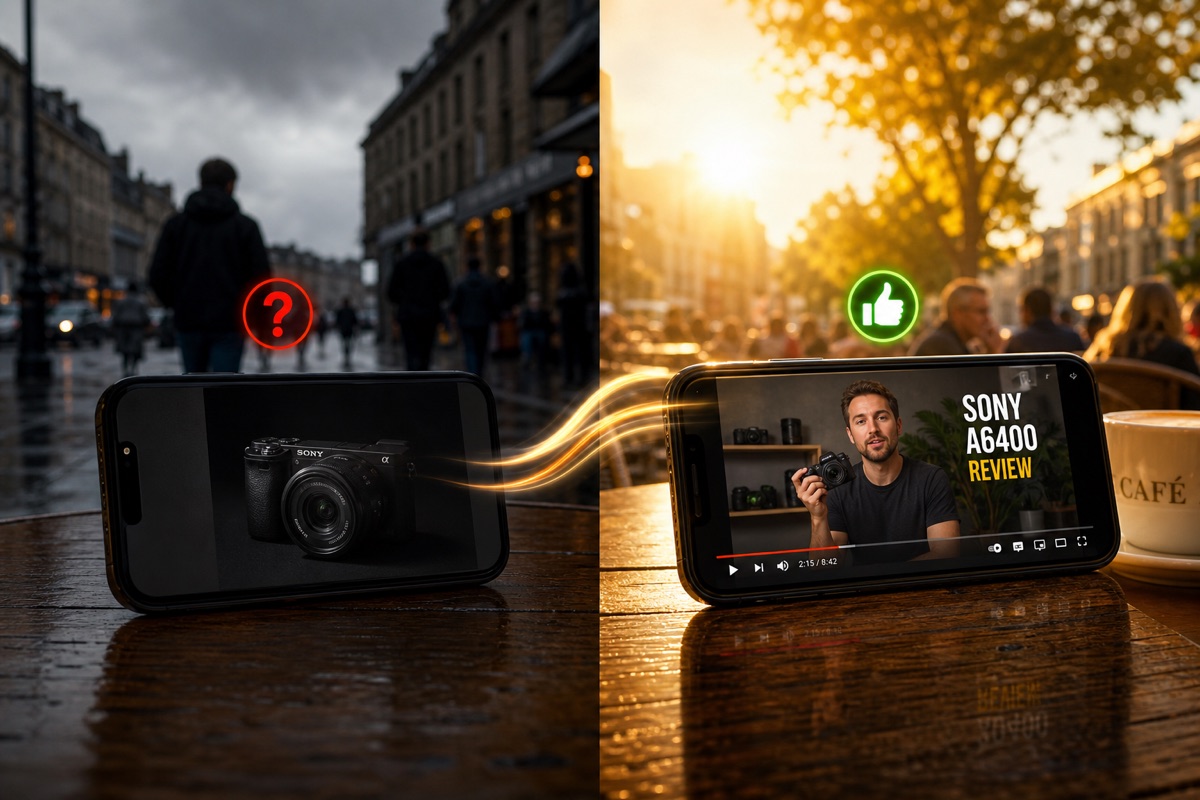 Comparison of a camera photo versus a video review scene.